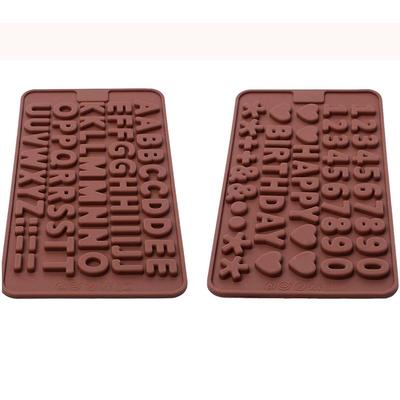 2 Stück Silikon Buchstaben Zahlen Schokoladenformen mit Happy Birthday Kuchen Dekorationen Symbole Antihaft Schokoladentafel Wiederverwendbare Form