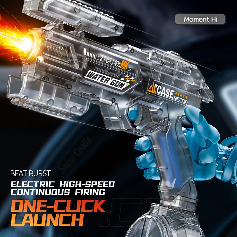 320Ml Children Electric Water Gun Toys With Cool Light Summer Outdoor Beach Pool Shooting Games Automatic Squirt Guns For Kids
