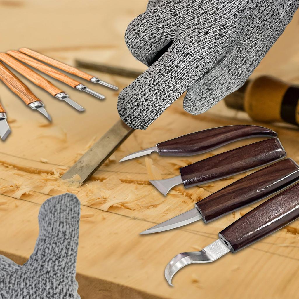 Socpuro Carving Knife Wood Chisel for Art Knife with Wooden and Irregular from Rough to Blade Seal Woodworking Storage Case Included Set, Carving,
