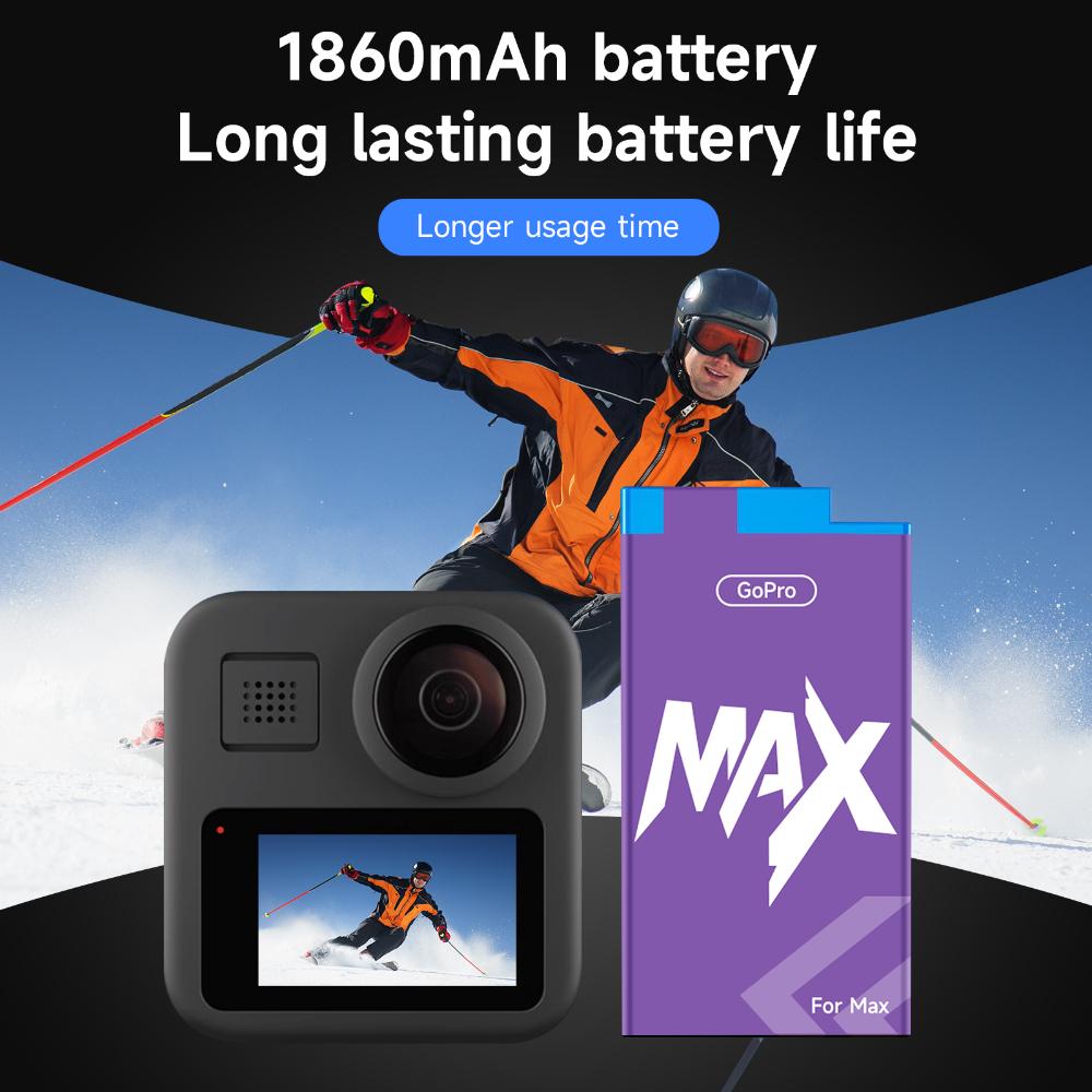 PALO Gopro Max Camera gopro Max Rechargeable Battery+LCD Charger For Gopro Max 360 Action Camera Batteries Accessories gopro