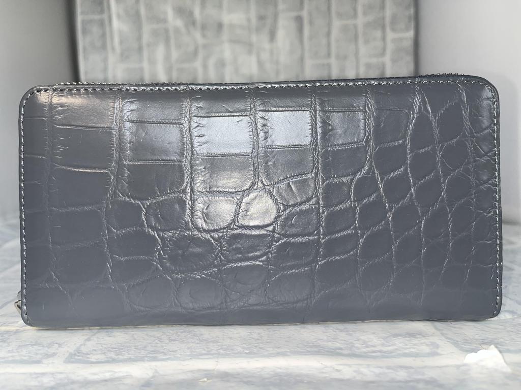 Long Wallet Round Zipper Shape Crocodile Genuine Leather Garcon Shape Coin Purse Croco Crocodile Leather Crocodile Leather Wallet Wallet Wallet Unisex