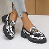 Large size leopard print spring and autumn new platform single shoes British style small leather shoes