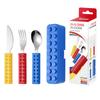 For Home Travel Kitchen Supplies Fun Diy Building Block Cutlery Set Stainless Steel Fork Spoon Portable Tableware