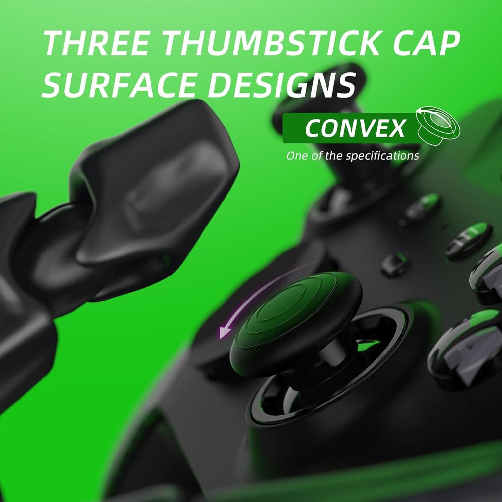 eXtremeRate 6 in 1 Metal Replacement Thumbsticks for Xbox Elite Series 2 Controller, Metallic Black Swappable Magnetic Analog Stick Joystick Caps for