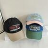 JYL TS DIY Denim Cap Women Color Block Wide Brim Face Slimming Baseball Hat Cotton