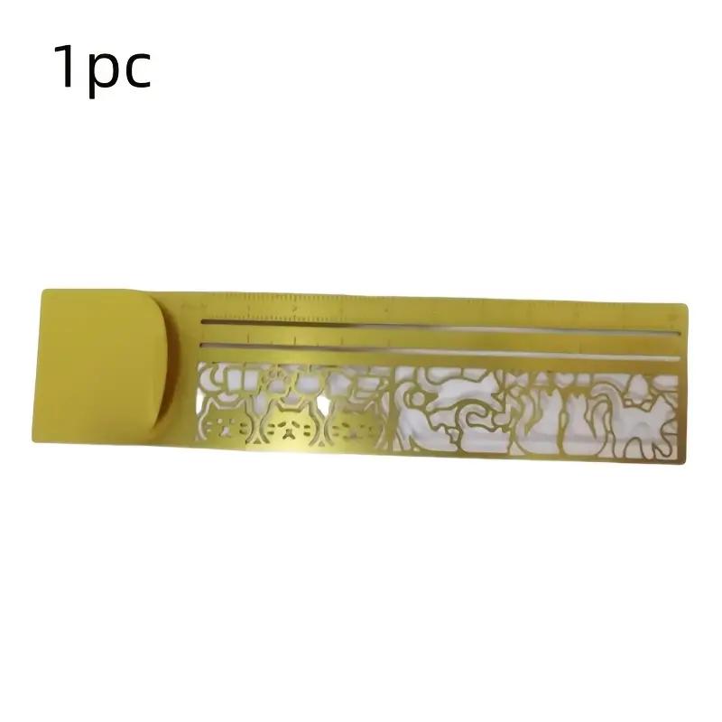 1 stk Multifunksjonell Mal for Katt Håndbok Linjal Rett Linjal Kattunge Mønster Dobbeltsidig Bokmerke og Linjal