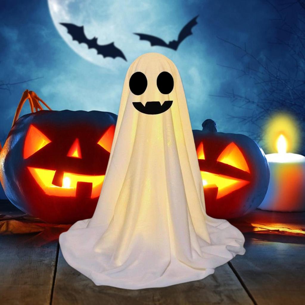 2025 Halloween Spooky Ghost Statue With Light Cute Resin Ghost Ornaments Halloween Tabletop Decoration For Window Yard Porch