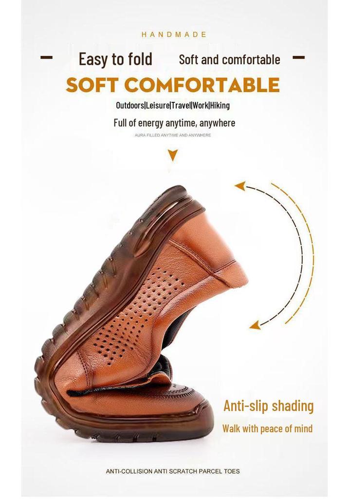 2026 Men's Breathable Soft Sole Slip-On Casual Shoes with Comfortable Rubber Perforated Design