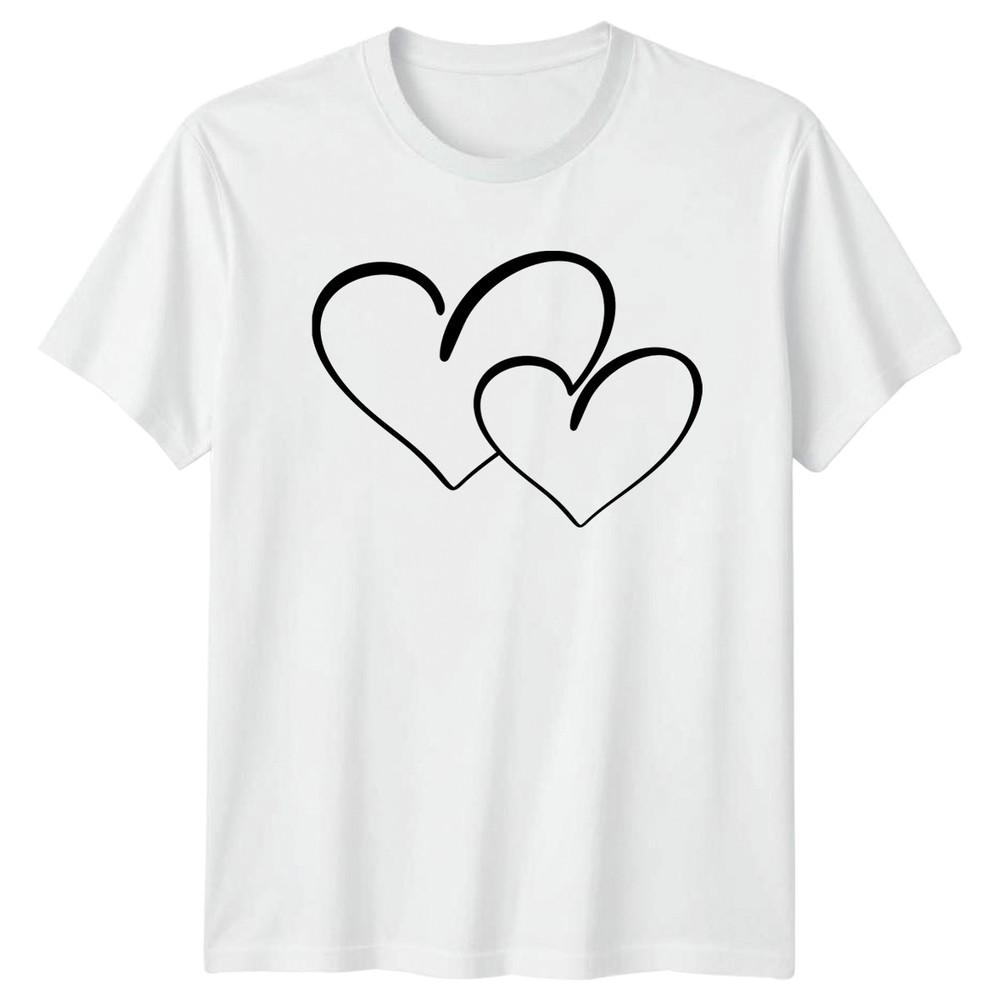 Simple Line Art Hearts Valentines TShirt Minimalist Aesthetic Love Couple S