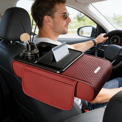 Car Armrest Cover Featuring Installation Elastic Straps No Removal Needed for Secure Fit In Vehicles