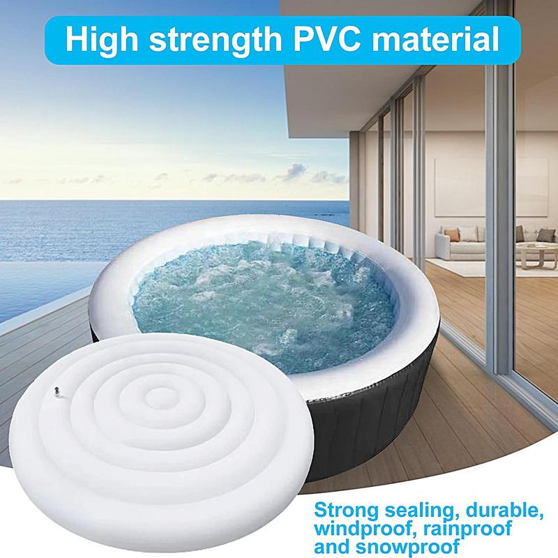 145cm Durchmesser Wanne Aufblasbare Abdeckung Energiesparend Runde Whirlpool-Abdeckung Outdoor Spa Pool Winddicht Regenüberlauf Thermische Abdeckung