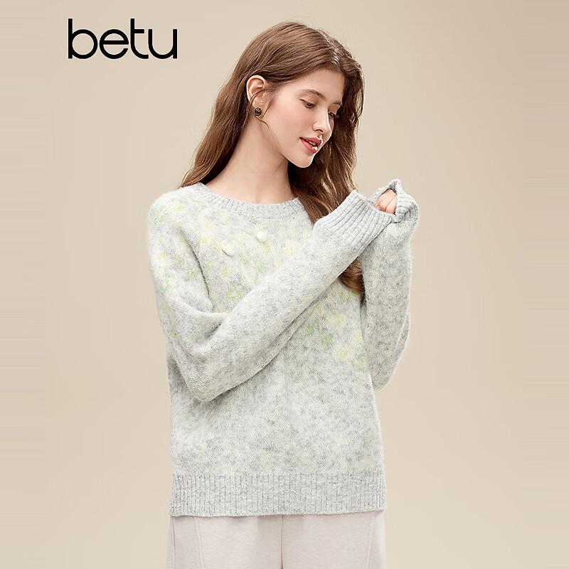 Betu Women's 3D Floral Jacquard Knit Sweater