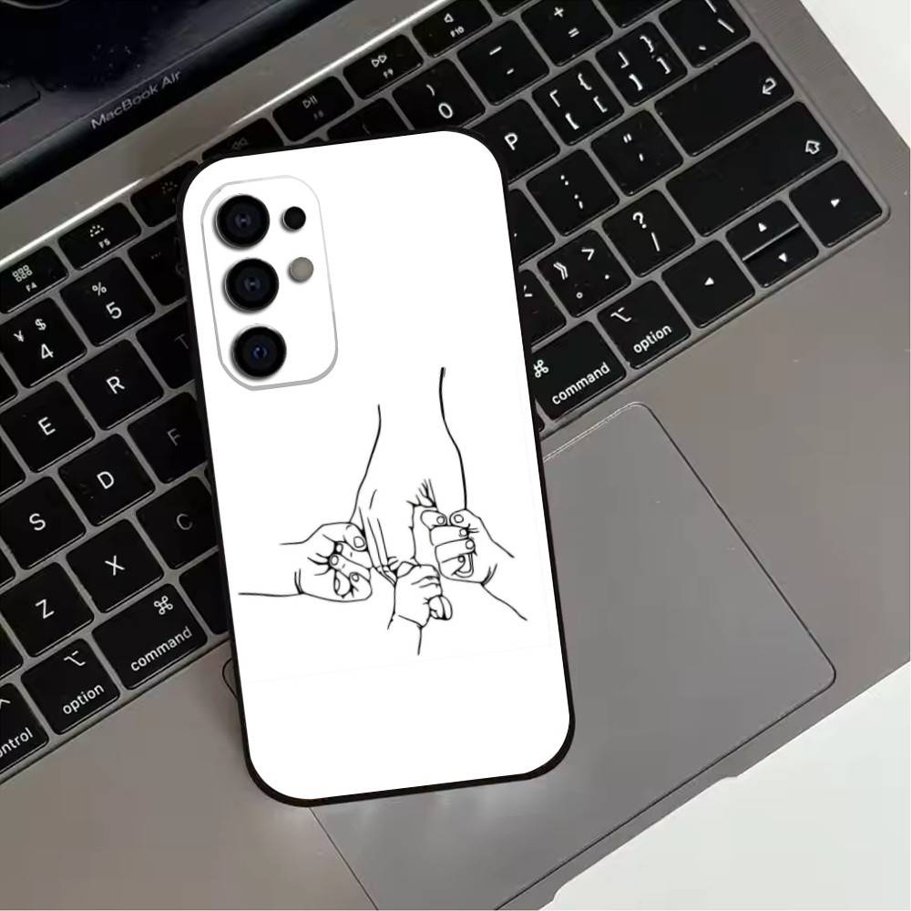 Baby Mom Dad Family Hand Phone Case For Samsung S25,S24,S21,S22,S23,S30,Ultra,S20,Plus,Fe,Lite,Note,10,Black Cover