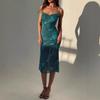 Summer Slim Fit Slip Dress Pure Desire Style High End Midi Dress Women Mature Style French Retro Patchwork Slim Sexy Elegant Women Maxi Dress