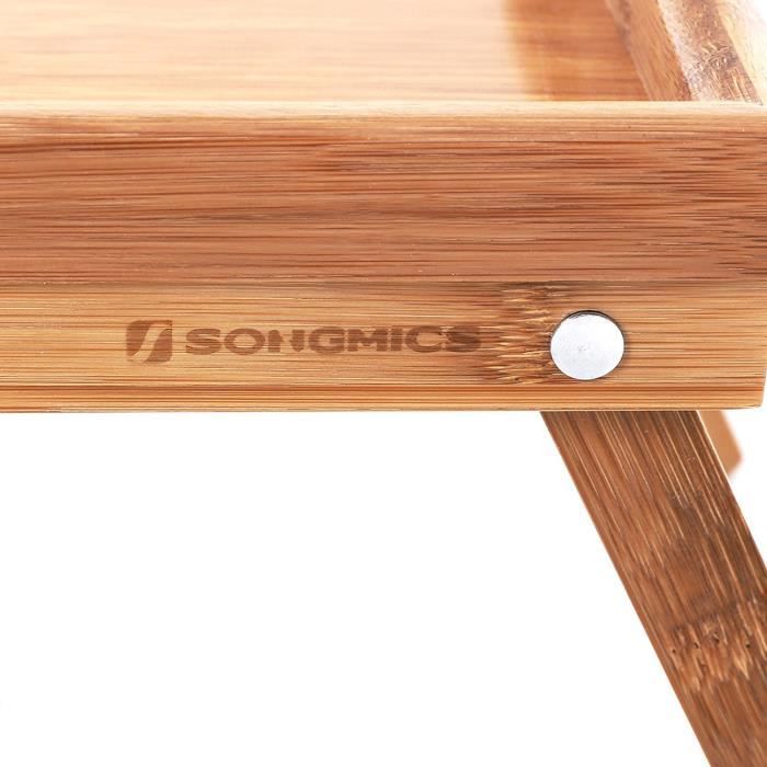Plateau petit déjeuner - 50 x 30 cm - Bambou naturel - Pliable - Léger