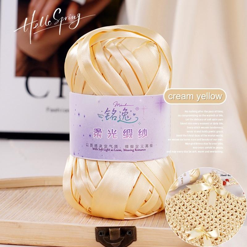 100g/roll 25mm Chunky Soft Satin Yarn Iridescent Metallic Sparkle Thread DIY Crochet Bag Knitting High-Gloss Yarn Craft
