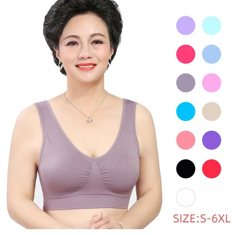 Plus Size Wireless Vest Style Thin Comfortable Sports Bra For Middle Aged Women