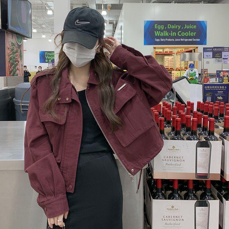 

Plus Size Stand-Collar Workwear Jacket - Autumn Casual Loose Fit Women s Fashion 3XL 180-240 lbs