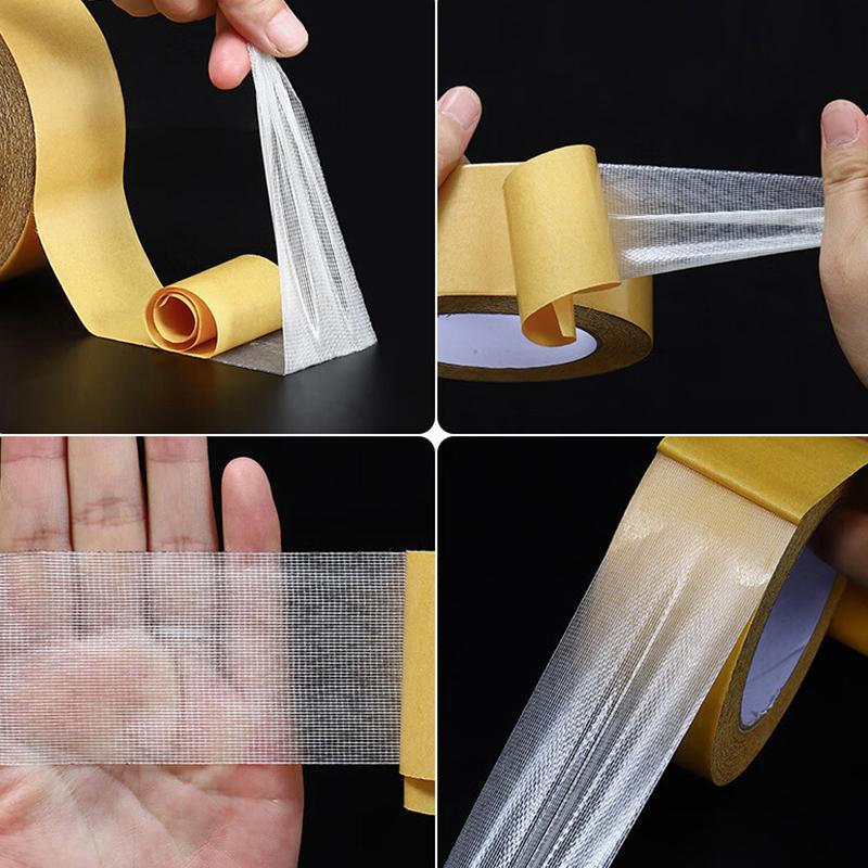 5M Double Sided Cloth Base Tape Translucent Waterproof Super Traceless Cloth Base Tapes High Viscosity Carpet Adhesive