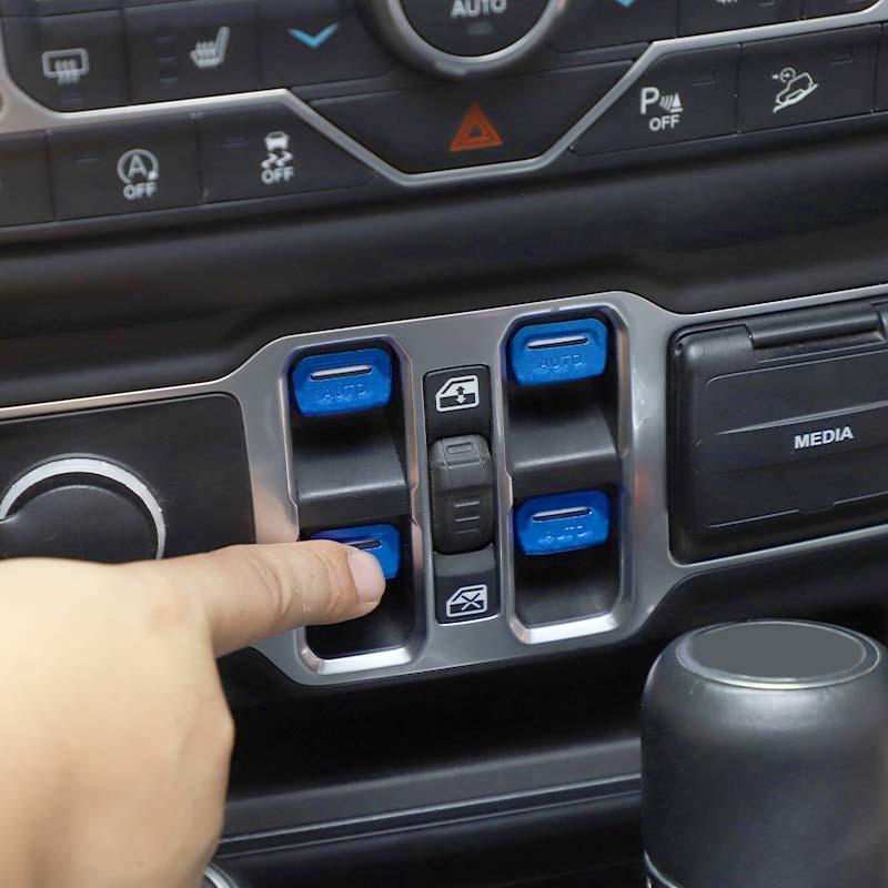 Fönsterkontrollknapp Dekoration Dekorativt Skydd Klistermärke Passar För Jeep Wrangler JL För JT Gladiator 2018 Och Upp Interiörtillbehör