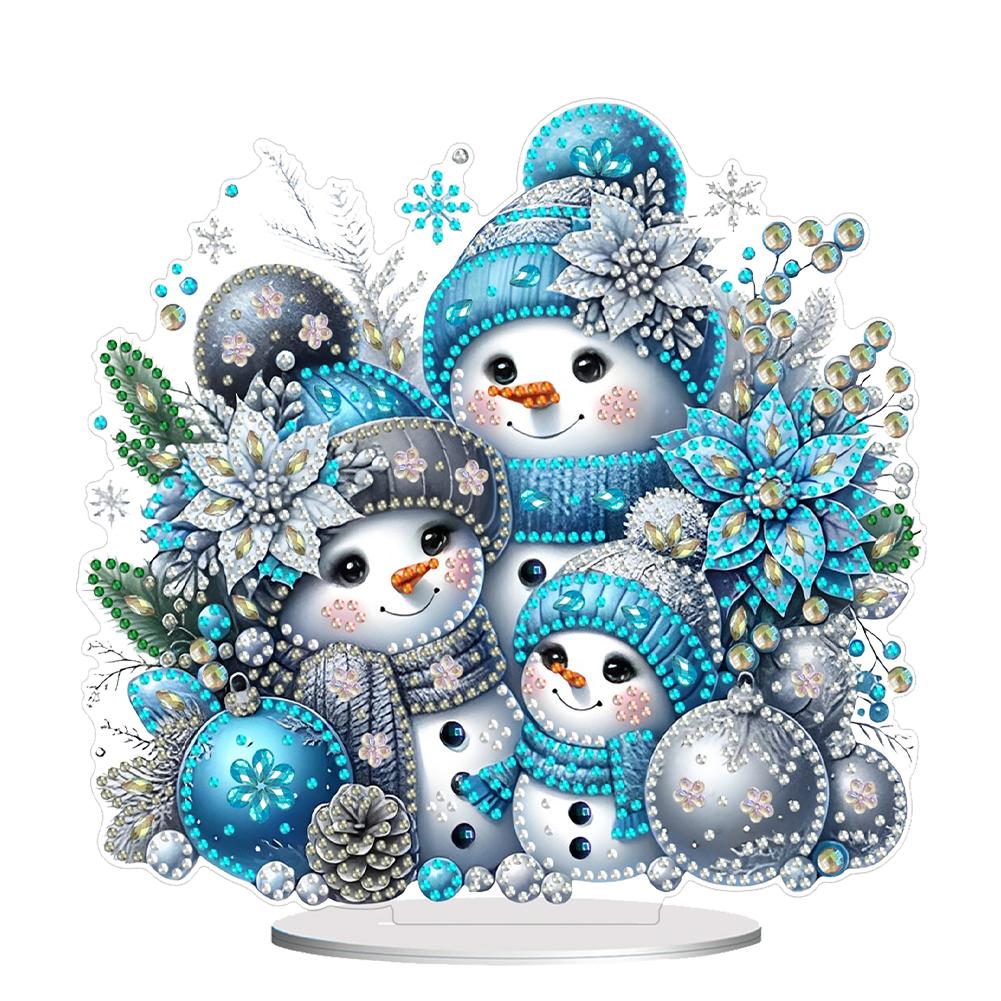 Christmas Snowman Diamond Painting Tabletop Ornaments Kit Acrylic Table Top Diamond Painting Ornament Kits Bedroom Table Decor