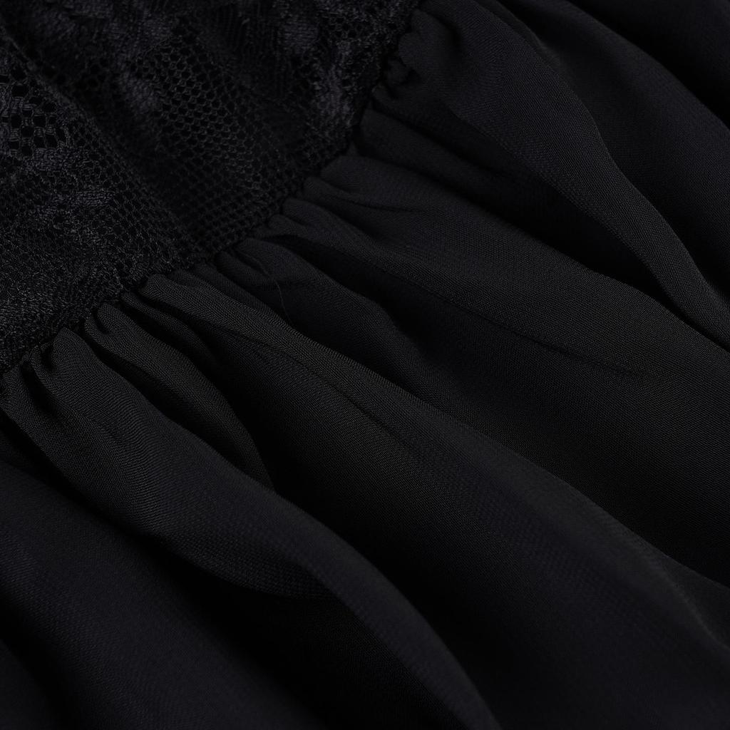 Spring/Summer Ballet Style High Waist Black Lace A-line Skirt for Women