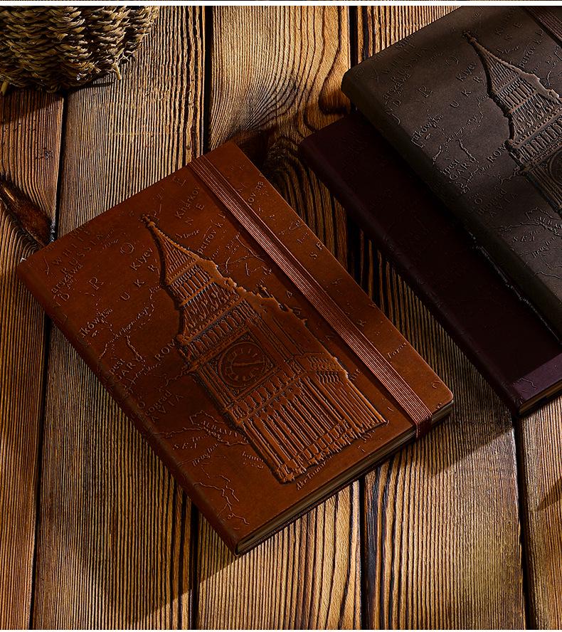 Exclusive Big Ben 3D Embossed A5 Retro Hardcover Planner Notebook with Band Binding