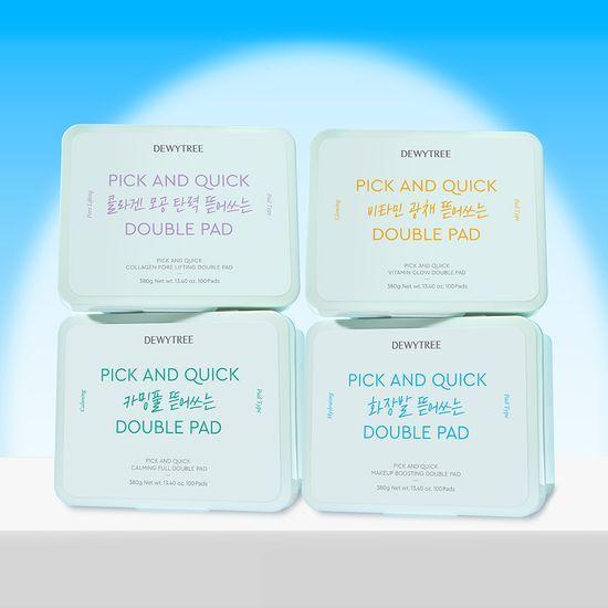 Large Capacity DEWYTREE Pick & Quick Tear-Off Double Pads, 100 Sheets (Makeup/Calming Full/Pore Elasticity/Vitamin Glow)