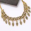 Vintage Carved Alloy Leaf Tassel Necklace with Diamond Neck Chain