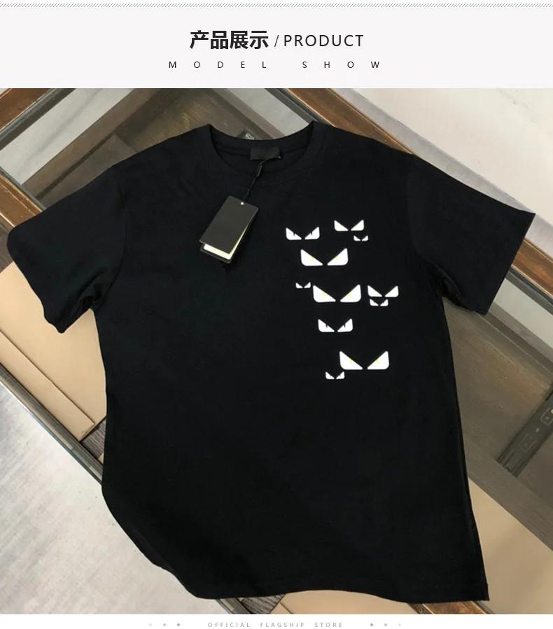 Summer Fashion Heavyweight Retro Wear Small Eyes 100% Cotton Printed Round Neck High Quality Casual Fitness Street T-shirt