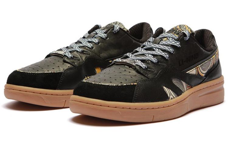 Li Ning Deluxe Low Leather Slip Resistant, Abrasion Resistant, Lightweight Low top Skateboard Shoes Women's Black AZGS046-3