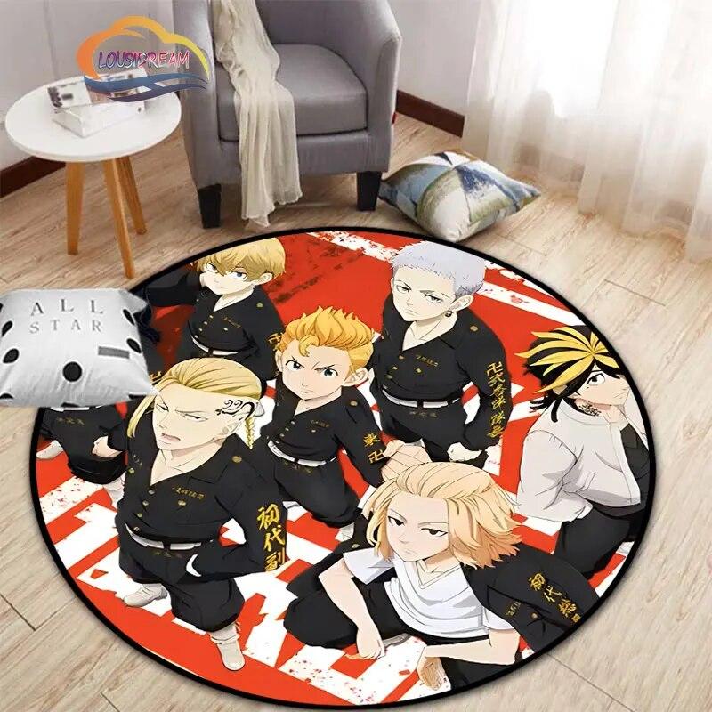 Anime Tokyo Revengers Kulatý koberec kreslený prostor Koberec do obývacího pokoje Kuchyně Jídelna Dětské koberce Podložka na jógu