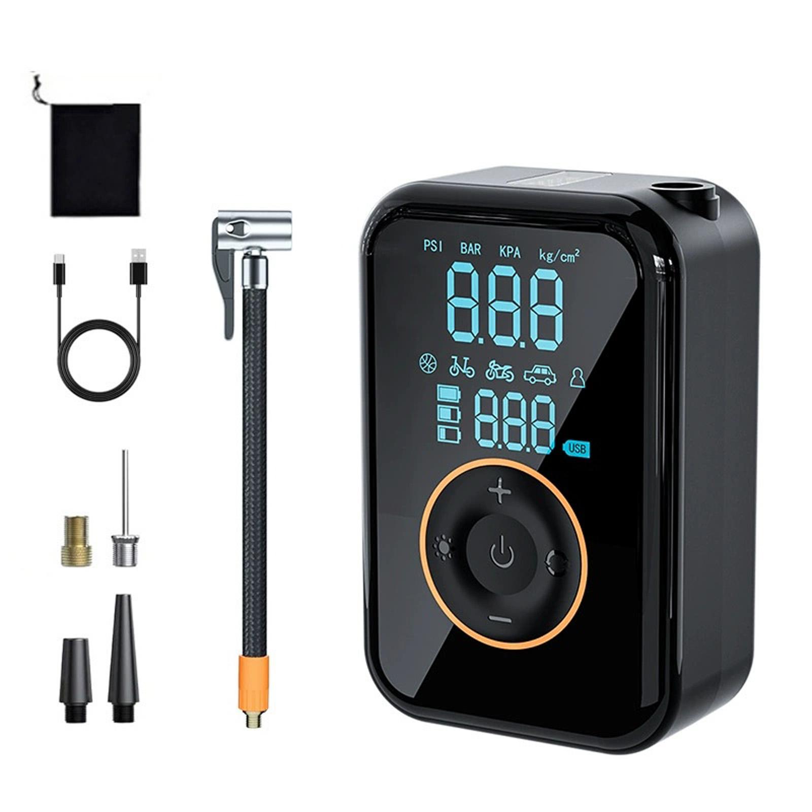 

Портативный компрессор для накачивания шин, 150 PSI, портативный насос для накачивания шин с цифровым дисплеем и светодиодной подсветкой, беспроводной насос для шин для автомобилей, мотоциклов, велосипедов, мячей One Size чёрный