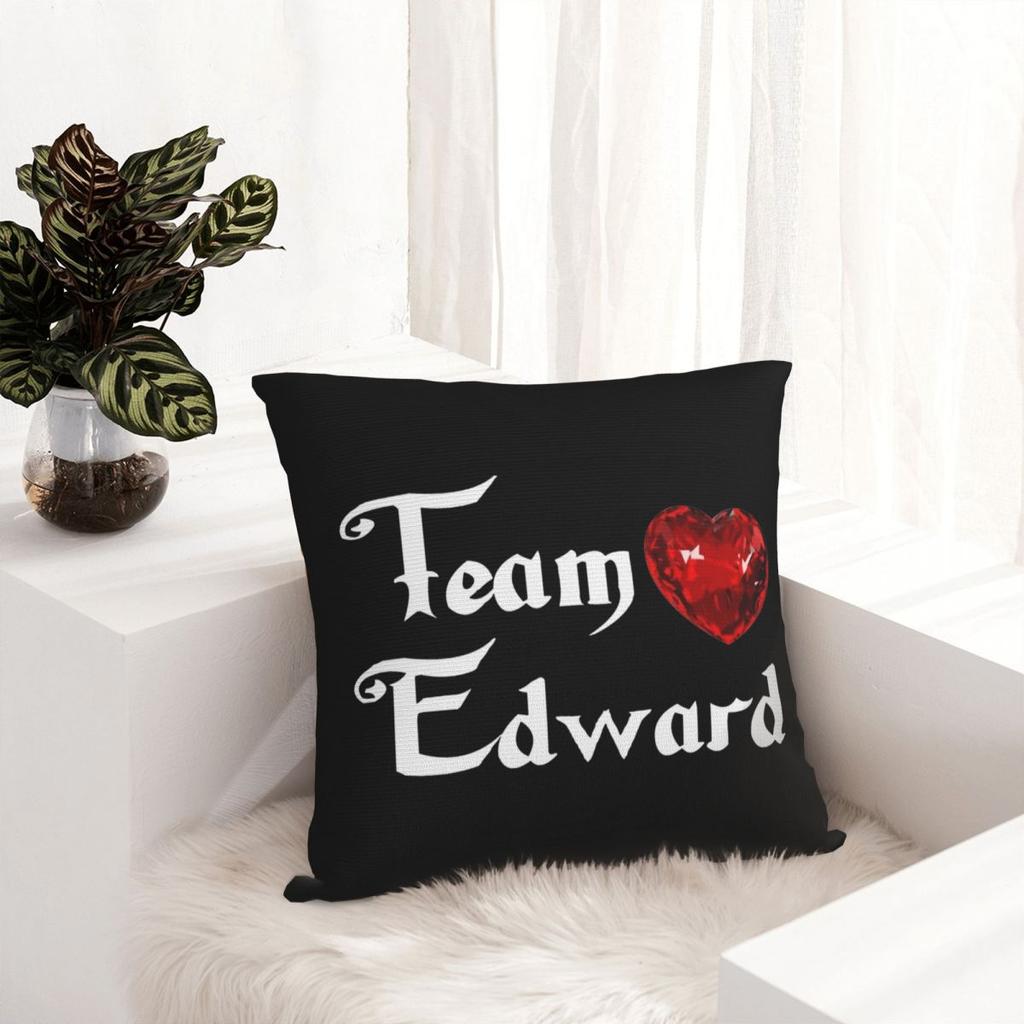 Team Edward Twilight Pillowcase Double-Sided Printing Fabric Cushion Cover Decorative Throw Pillow Case Cover Car Square 45*45Cm
