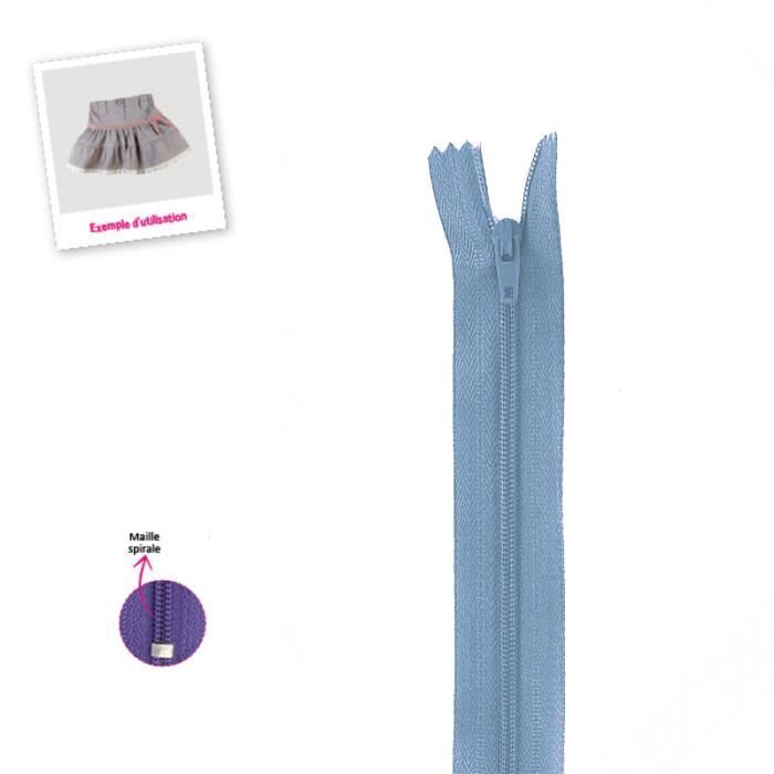 Fermeture fine - Polyester - N°2 - Bleu layette - 12cm