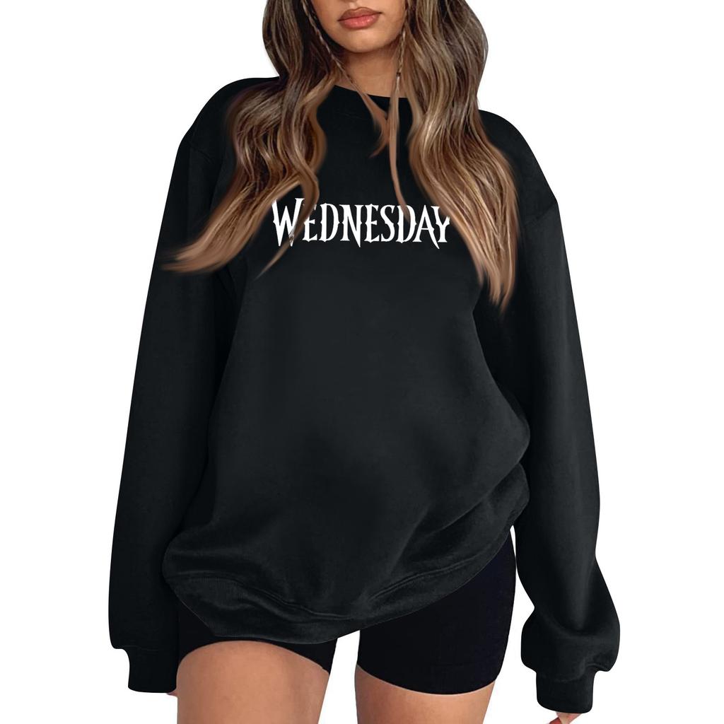 Women's Round Neck Printed Tops Cotton Casual Fashion Long Sleeve Pullover Top Blouse