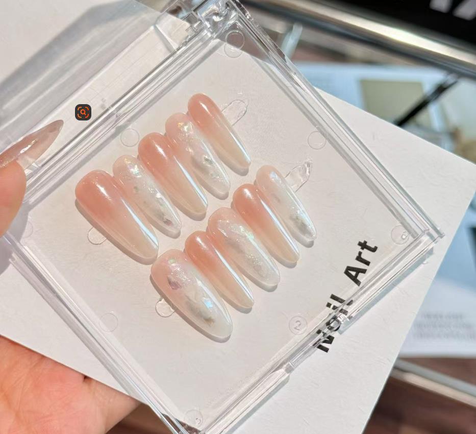Luxury Water Drop Ellipse False Nails Female Sweet Gradient Handmade Nail Plate XS