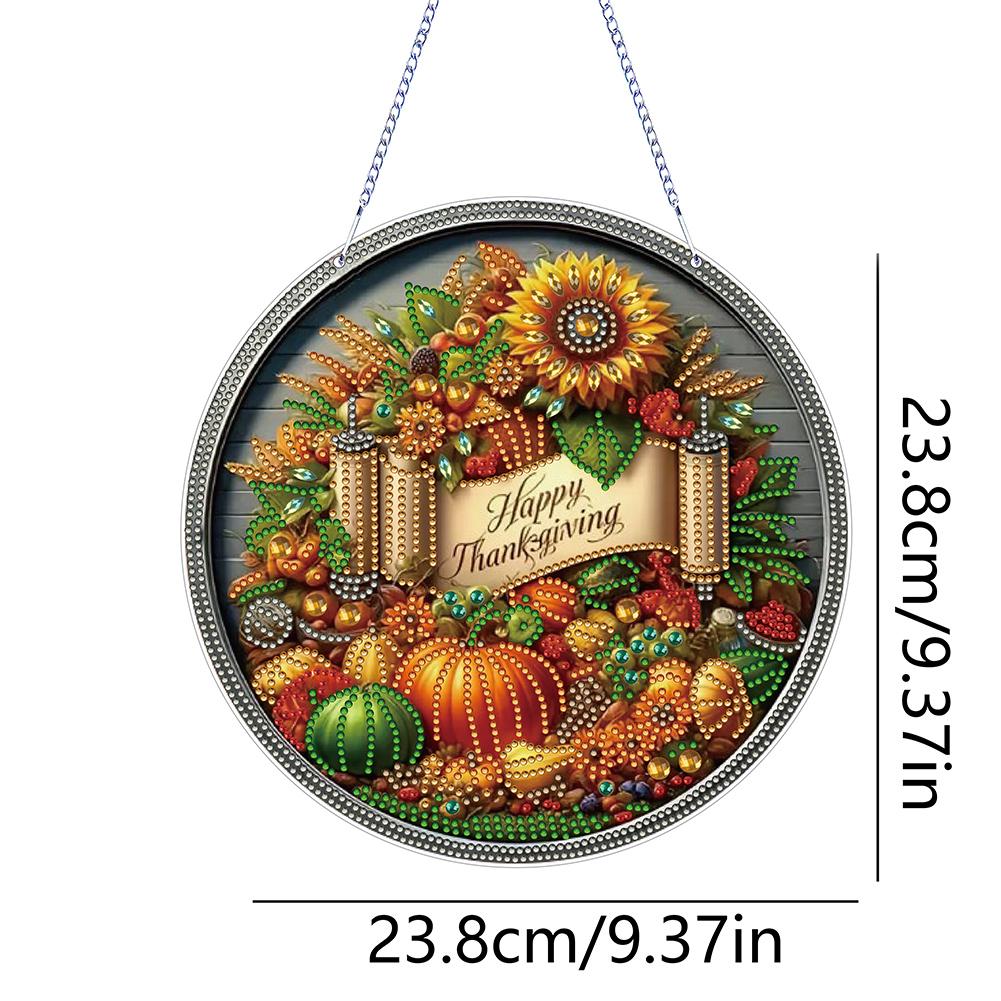 Thanksgiving Diamond Art Hanging Pendant Acrylic Diamond Painting Home Decor Diamond Painting Hanging Pendant for Window Decor