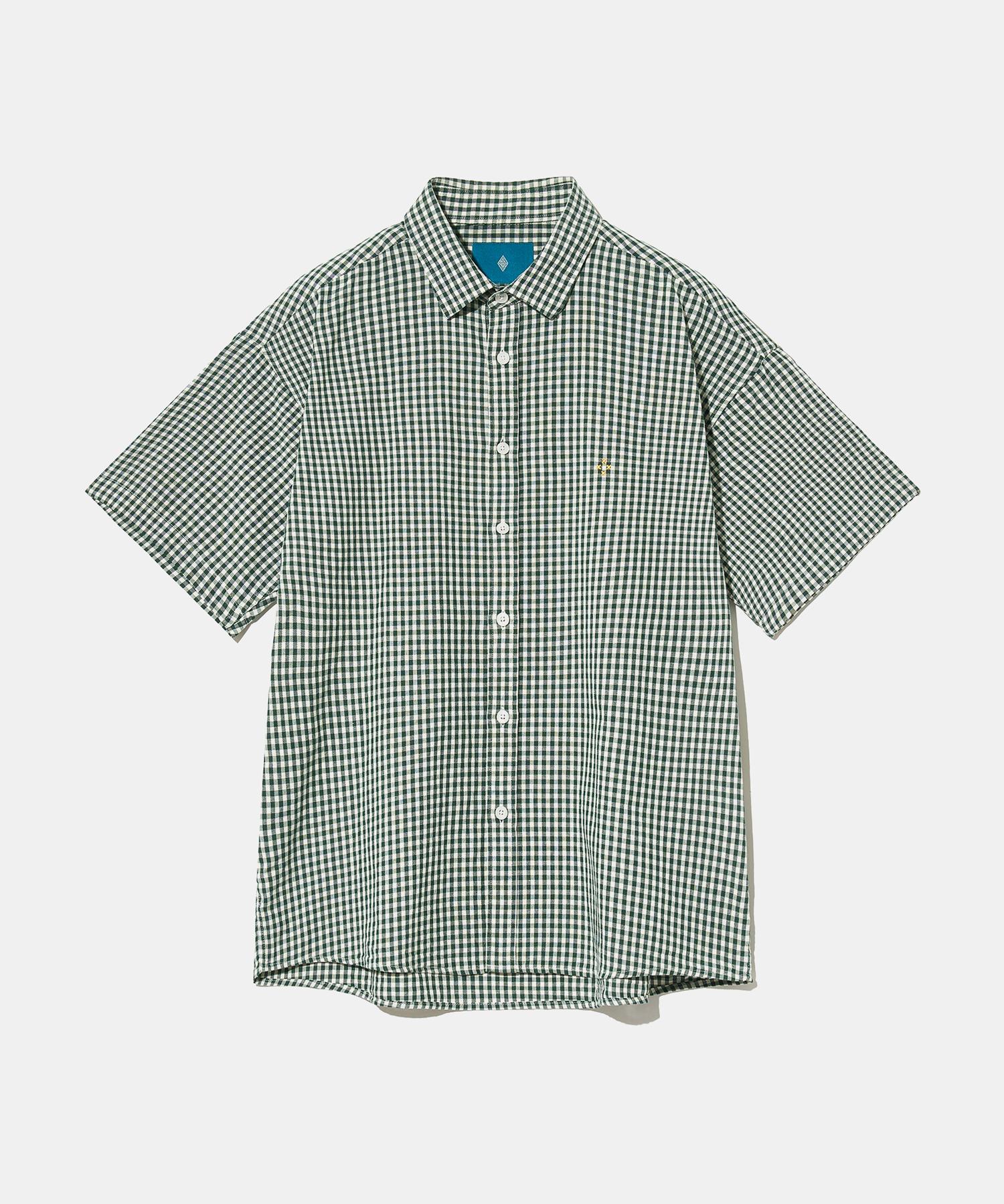 Diamond Leila Gingham Check 1/2 Shirt S143 Green - Green/L