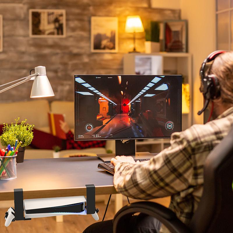 Hengende holder for PS5 og Ps5 Slim Spillkonsoll Stander Brakett Øretelefon Spillekontroll Bordspillkontroller