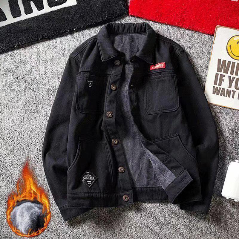 Men's Trendy 2021 Slim Fit Denim Jacket with Fleece Lining