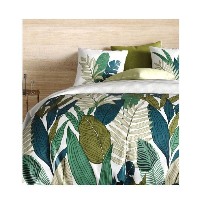 Parure de lit - EDEN - Belemias - 240 x 260 cm - 100% coton - Motif floral vert