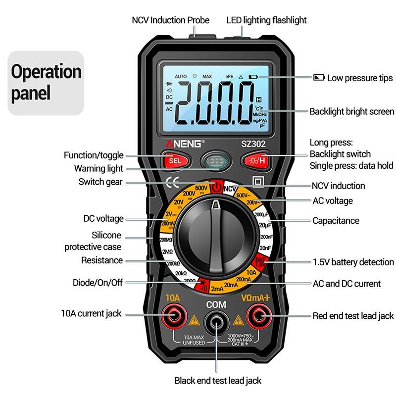 Купить ANENG Профессиональный цифровой мультиметр AC/DC Тестер ...