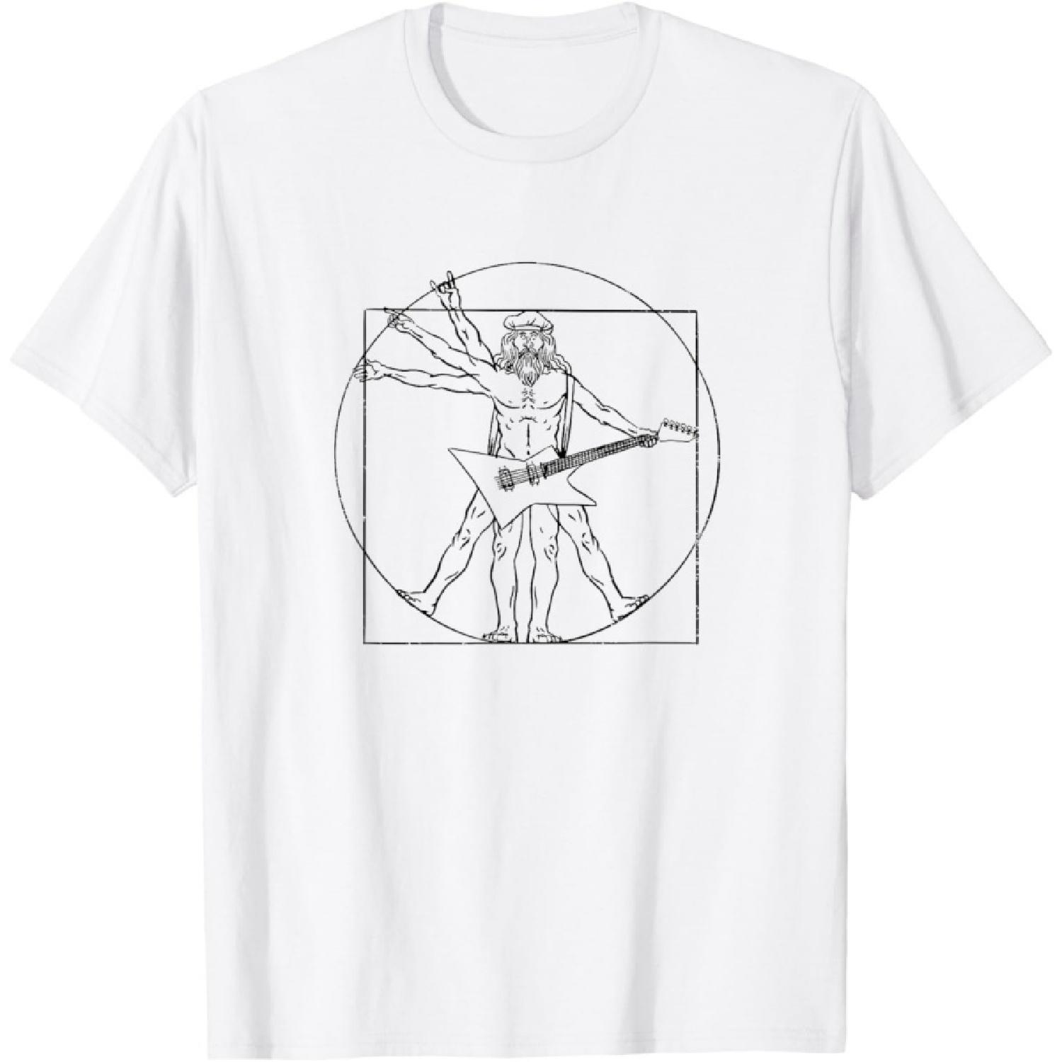 Vitruvian Guitar Music Player Da Vinci - Art History T-Shirt S