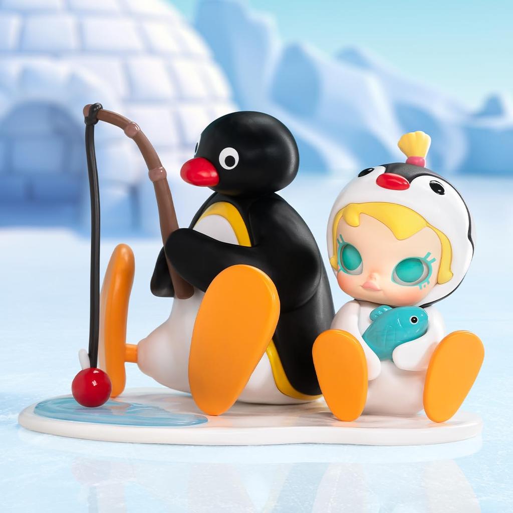 POP MART Baby Molly × PINGU Fishing Time Pop Mart Gachapon Blind Box Figure Plastic Model Premium Toy PVC Soft Vinyl Original Character Birthday Gift