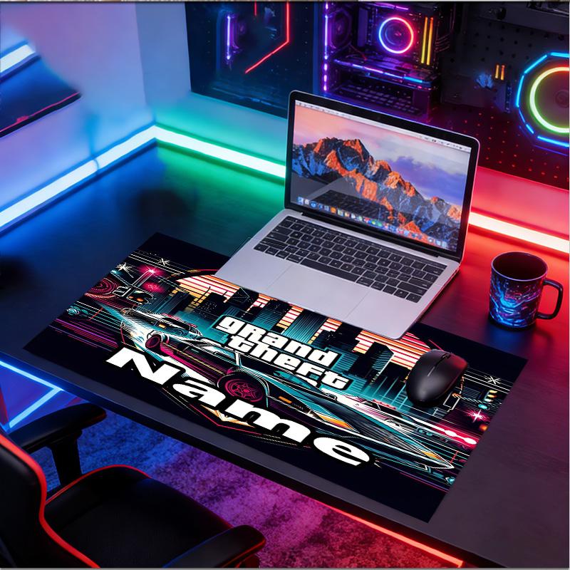 Benutzerdefinierter Name Personalisierte Grand Theft Auto VI Muster Mauspads, Laptop PC Schreibtischunterlage, Dekorative Schreibtischmatte für Zuhause Tastaturpad Geschenk