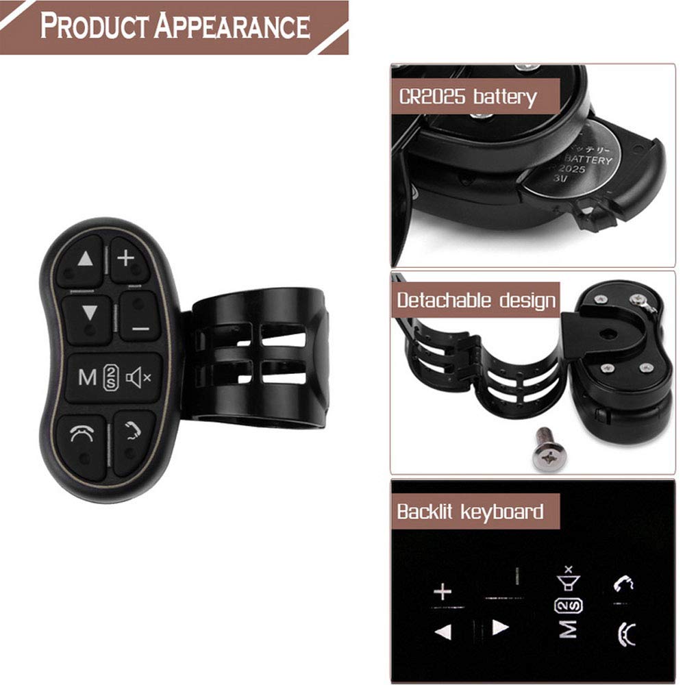 PolarLander Handsfree Bluetooth 8 Buttons DVD GPS Player Phone Steering Wheel Control Key Audio Volume