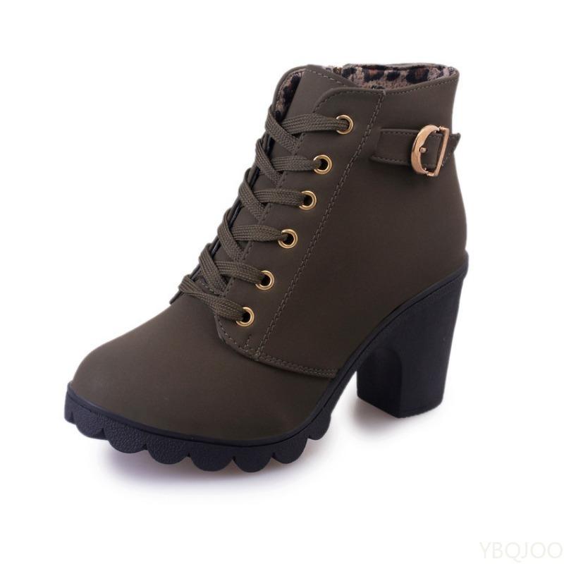 New Spring Winter Fashionable versatile Women Boots Lace-up Fashionable versatile Ladies Shoes comfortable High Heels Boots