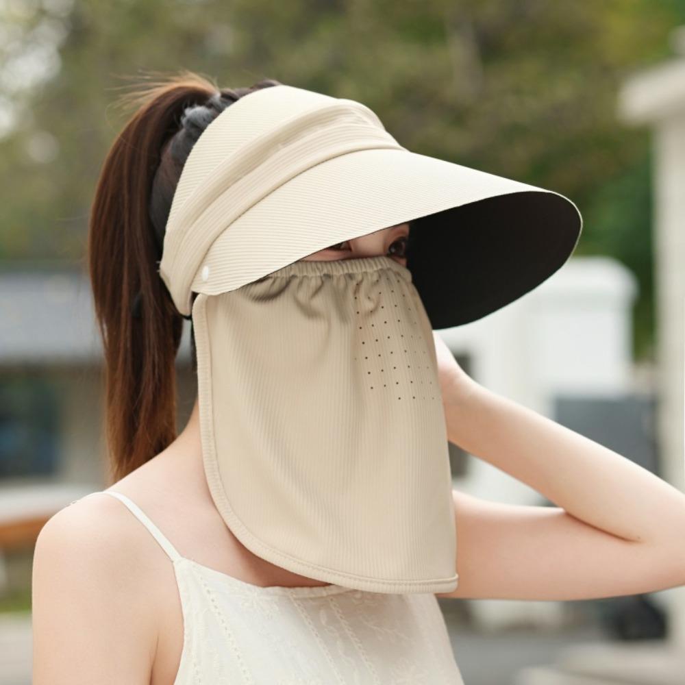 with Face Cover Sun Visor Hats Empty Top Sun Hat Outdoor Peaked Cap  Summer