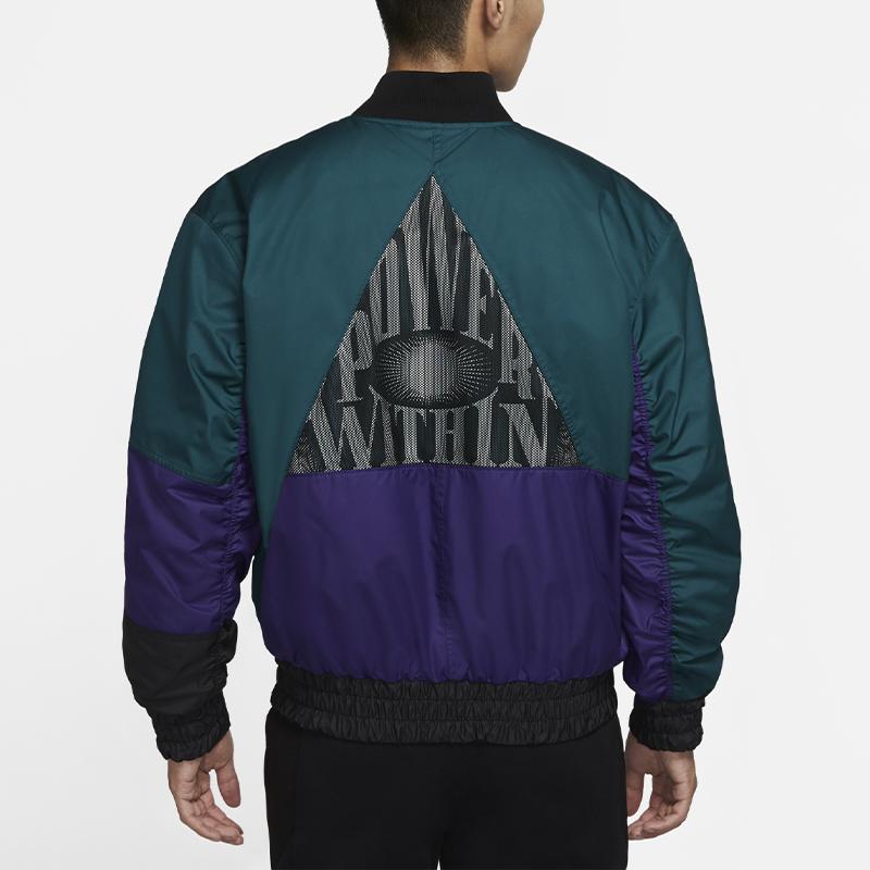 Nike Color Block Casual Sporty Warm and Durable Pilot Cotton Jacket Men Outerwear Teal CK6671-300